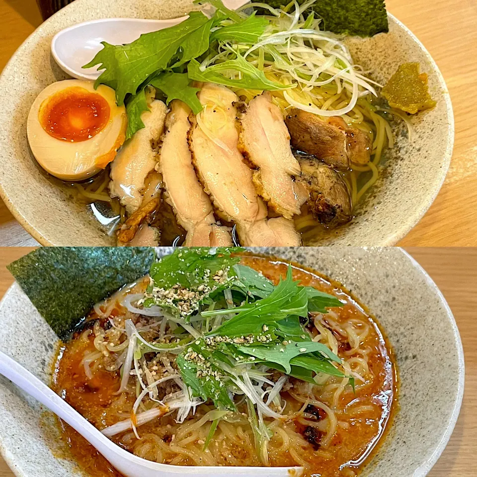 Snapdishの料理写真:冷やし柚しおらーめん🍜　冷やし坦々麺🍜|るみおんさん