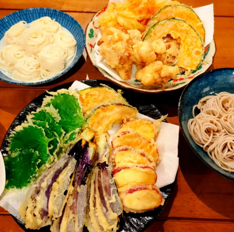 晩ごはん✨
天ぷら＆蕎麦、素麺|さらママさん