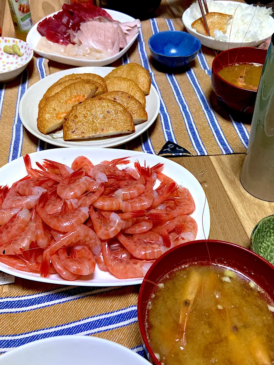 お夕飯。甘エビ美味しかった〜🎵|renharuruさん