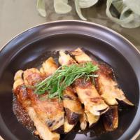 ナスの豚肉巻き ピリ辛にんにく味噌