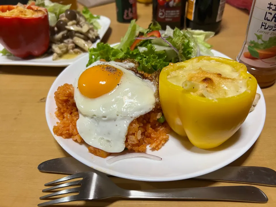 グラタンとチキンライスカフェ風|ハルのただ飯さん