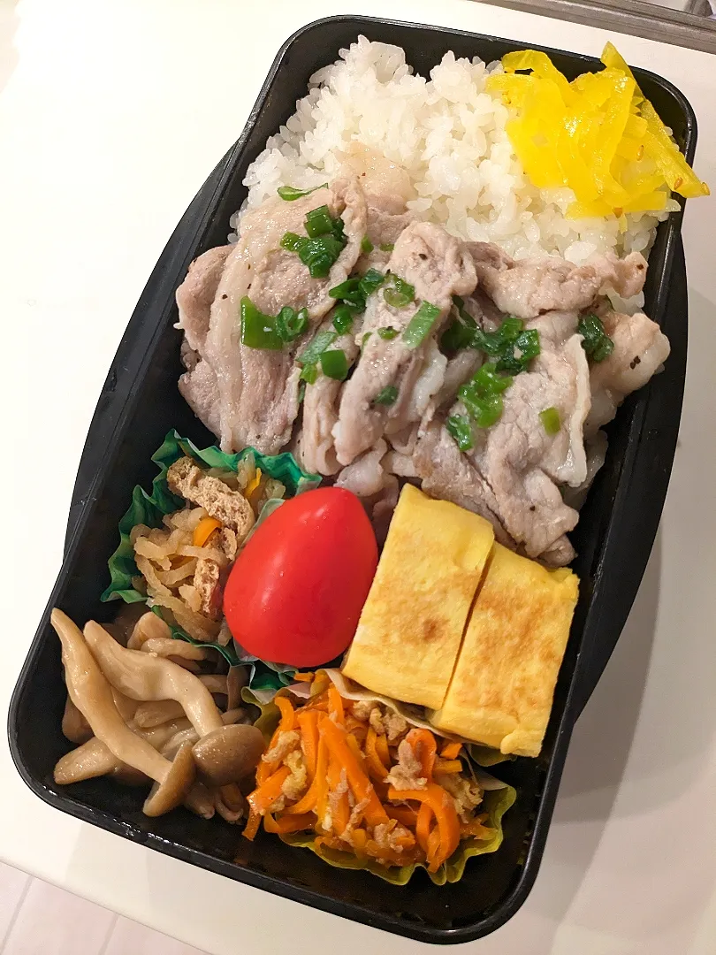 Snapdishの料理写真:豚こまねぎ塩弁当|きゅーさん