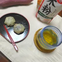 Snapdishの料理写真:米粉と紅東で、いきなり団子|ムーミンさん