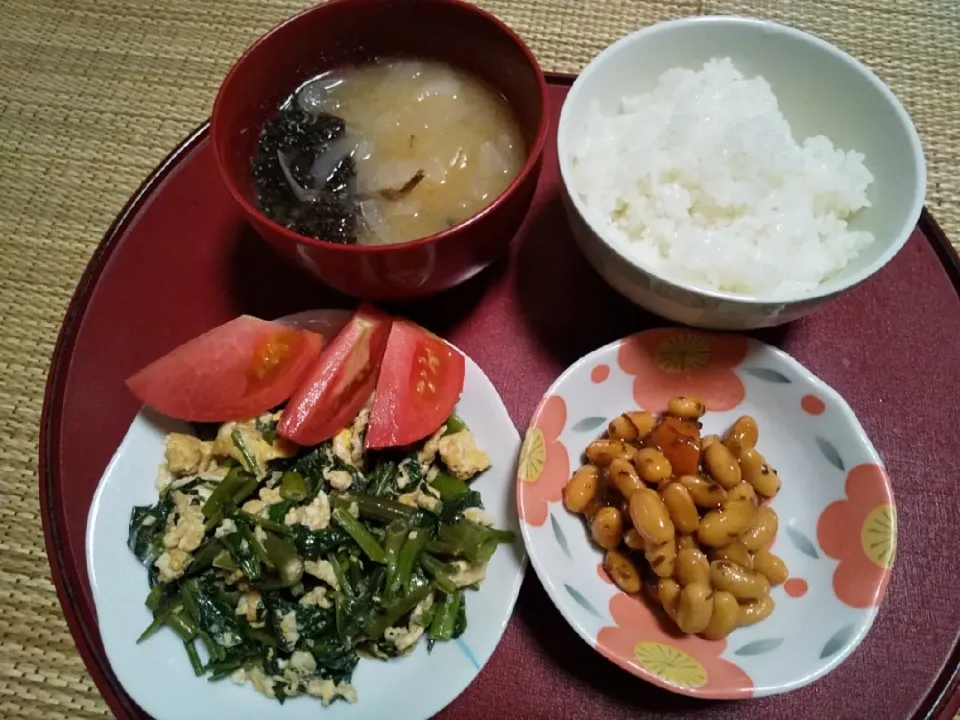 空芯菜の卵とじと大豆昆布|由紀子さん