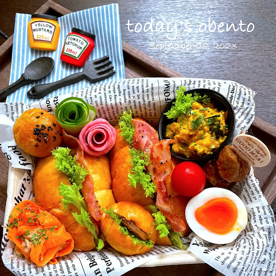 ベーコンレタスサンド弁当🍱🥓|まぁちゃんさん