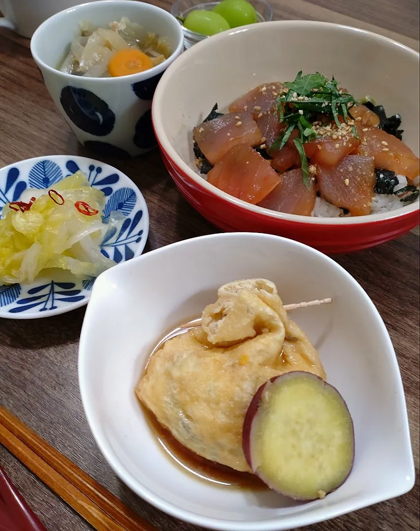 玉子巾着とさつまいものめんつゆ煮|ゆりちさん