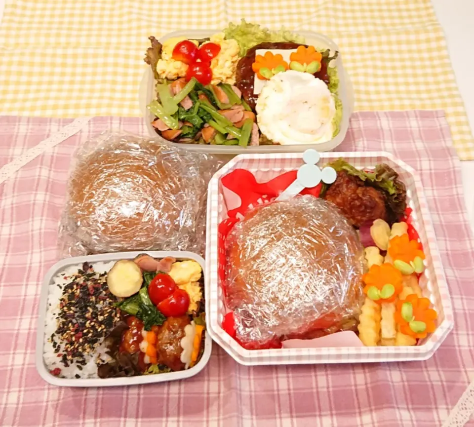 月見ハンバーグ弁当❤️チーズハンバーグ弁当❤️月見バーガー弁当❤️ハンバーガー弁当❤️|みちゅあしさん