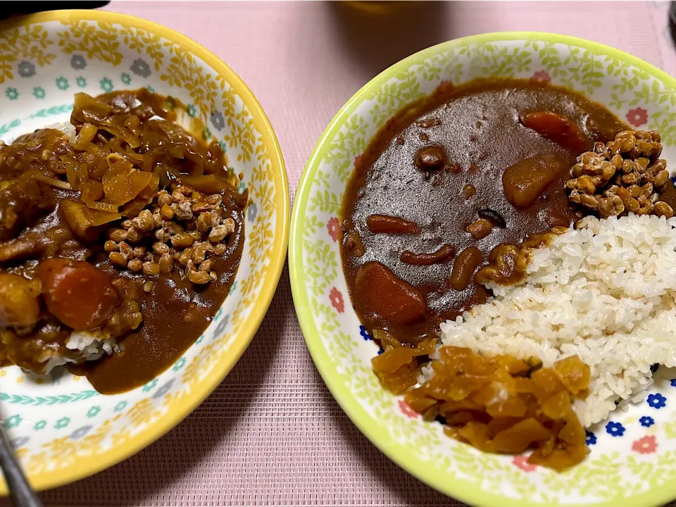 納豆入り♪カレーライスでふたり晩ごはん~(^^)❤︎|いつくしみちゃんさん