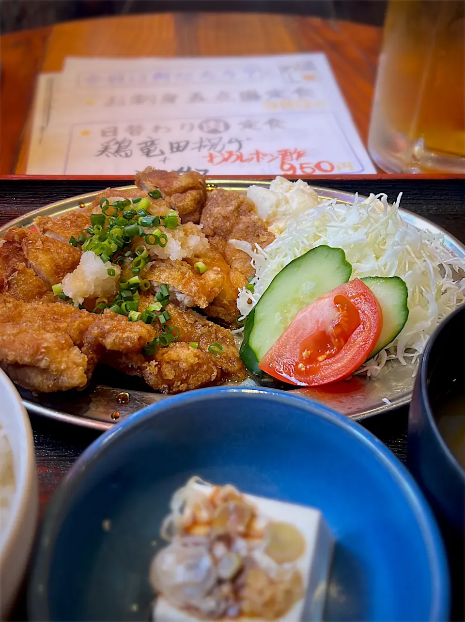 鶏竜田揚げ おろしポン酢+冷奴|あきちゃ☆彡さん