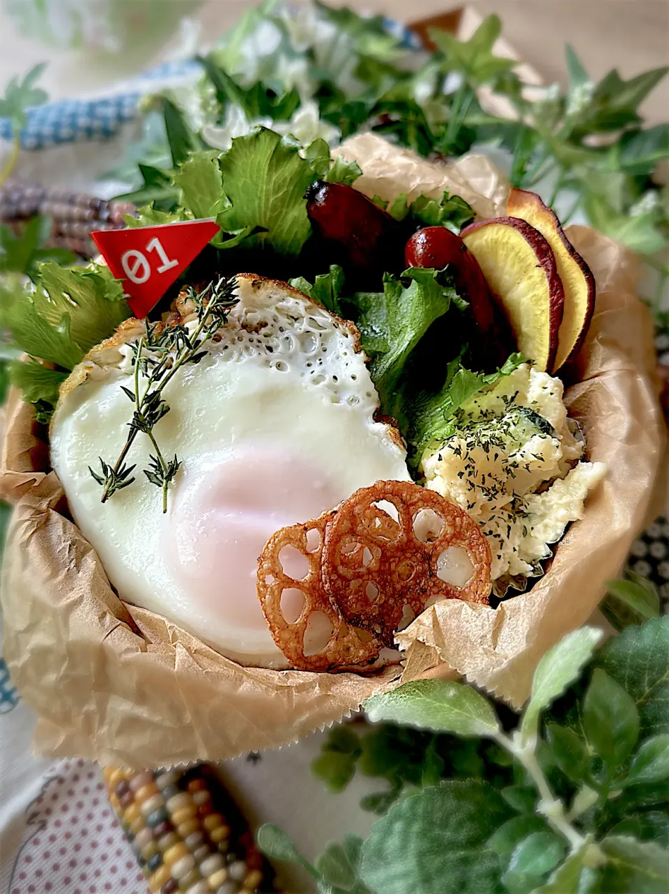 目玉焼きハンバーグ弁当🍳|みゆきさん