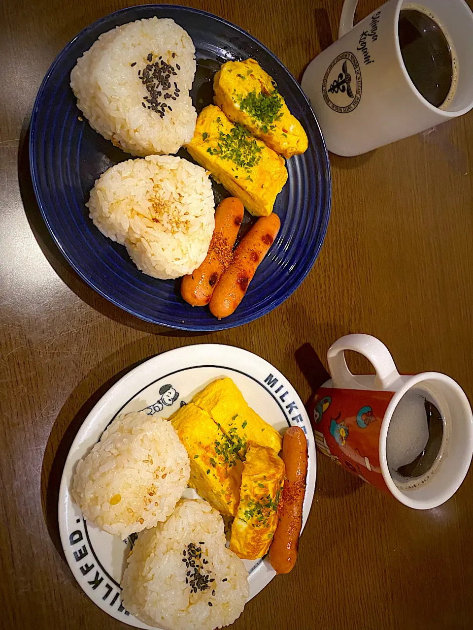 胚芽米の出汁おむすび　おかか　出し巻き卵　焼きソーセージ　お茶|ch＊K*∀o(^^*)♪さん