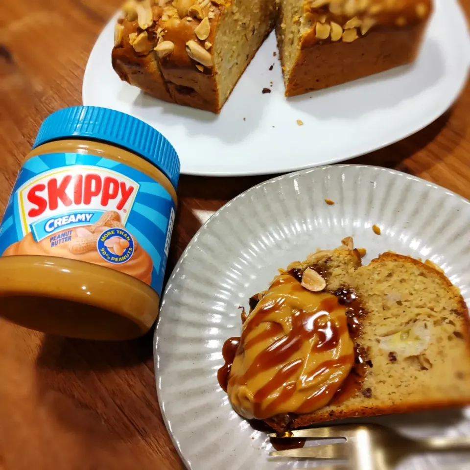 SKIPPY ピーナッツバタークリーミーとバナナの米粉パウンド|いりごまさん