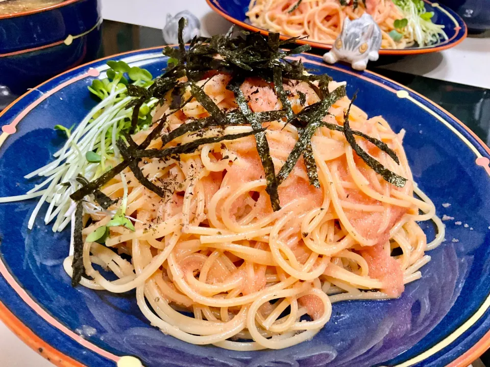 かねふくの明太子を使ったパスタ　明太子とバターの比率は2：1
#簡単料理
#和風パスタ
#バリラ1.6mm|Takeshi  Nagakiさん