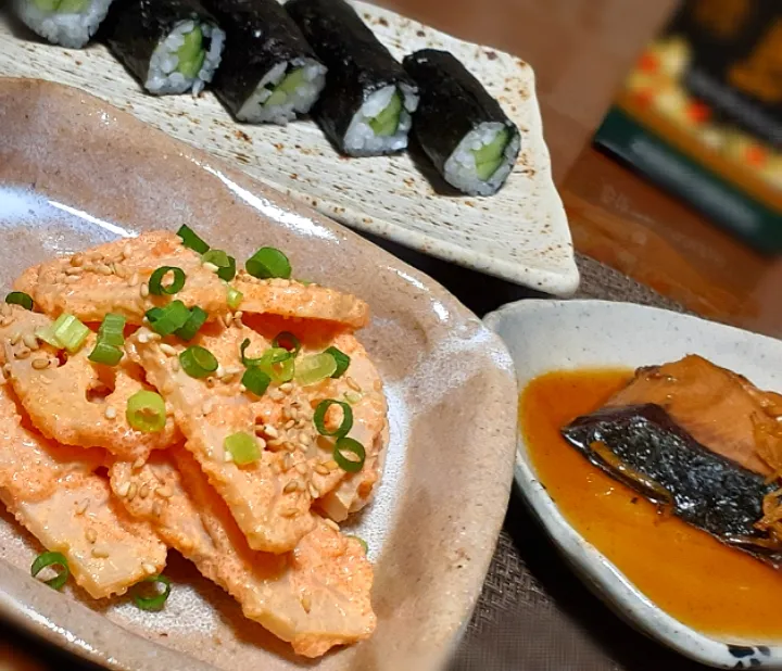 おかちさんの蓮根の明太マヨ🎶

鰤の照り焼き🐟

かっぱ巻き|びせんさん