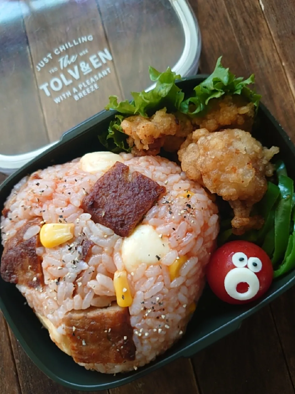 漢の…次女用🍱チーズハンバーグおにぎり弁当|ᵏᵒᵘさん