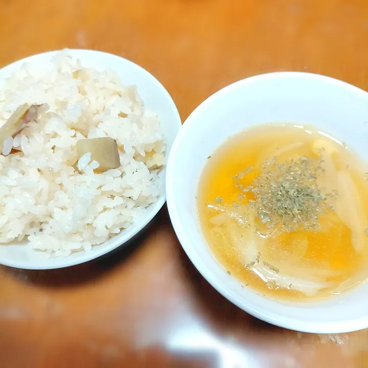 さつまいもご飯、スープ|asuさん