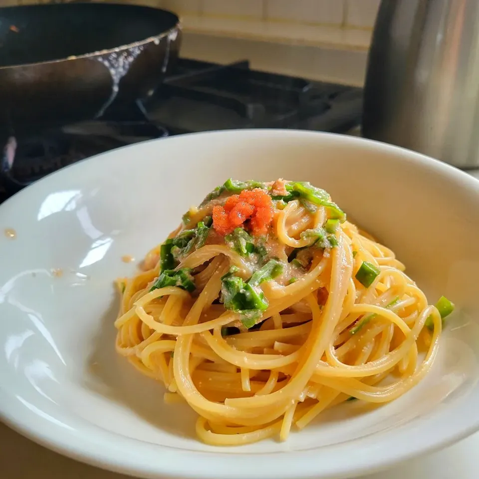 Snapdishの料理写真:明太クリームパスタ|ボニータさん