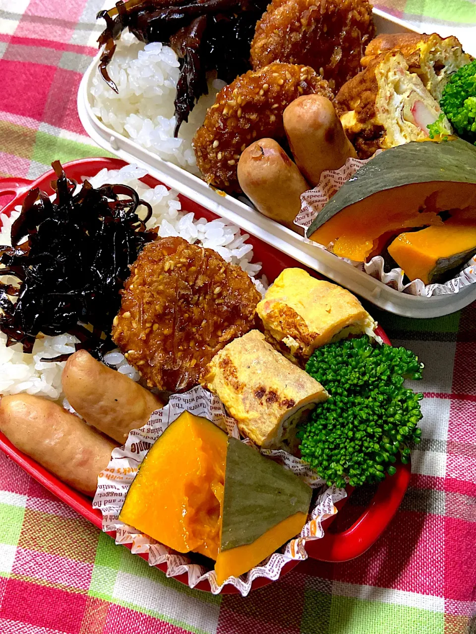 Snapdishの料理写真:今日のお弁当🍱カボチャの煮物入り。|renharuruさん