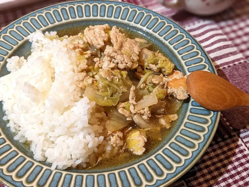 Snapdishの料理写真:鶏ミンチと白菜のあんかけご飯✩.*˚|奈津美さん