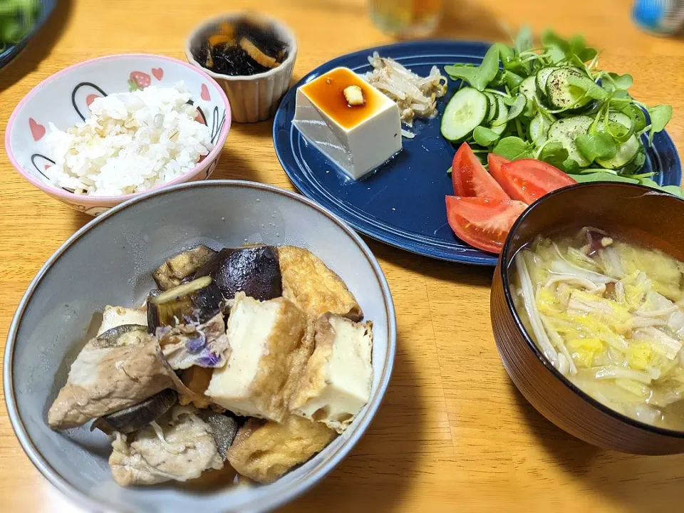 豚なす厚揚げのさっぱりポン酢煮😋|きなこもちさん