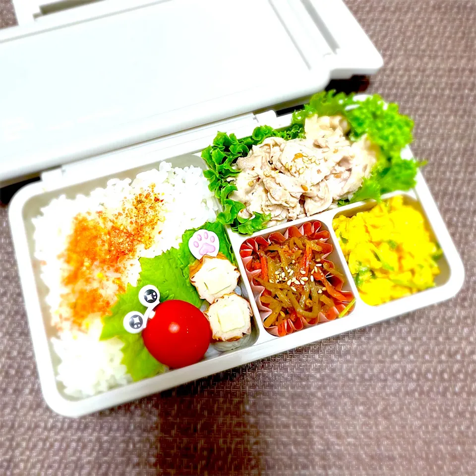 LJK弁当🍱〜豚冷しゃぶゴマだれ・豆苗スクランブルエッグ・きんぴらゴボウ•ちーちく|華恋さん