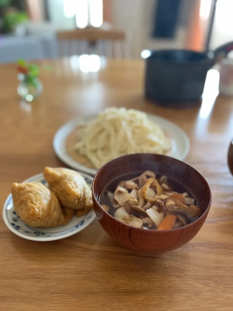 10/14の昼食　肉つけうどんとお稲荷さん|yoneさん