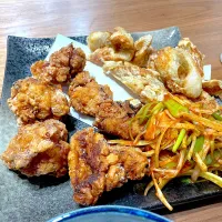 からあげとパムチムでヤンニョムチキン風とちくわの磯辺揚げ|Shotaroさん