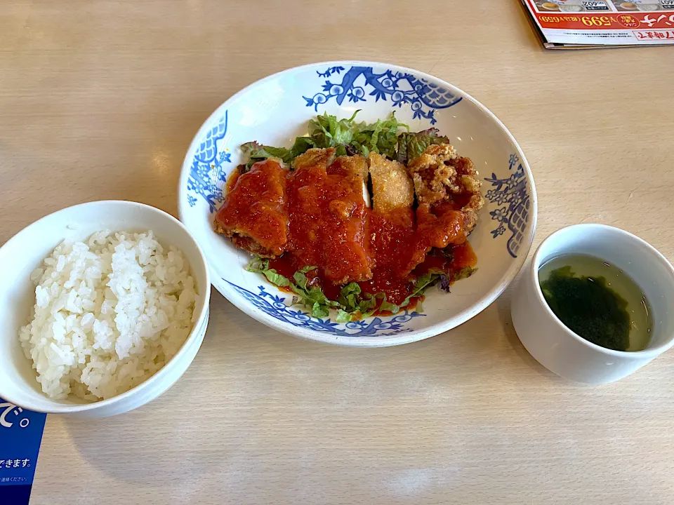 チキンのチリソースランチ|しのぶさん