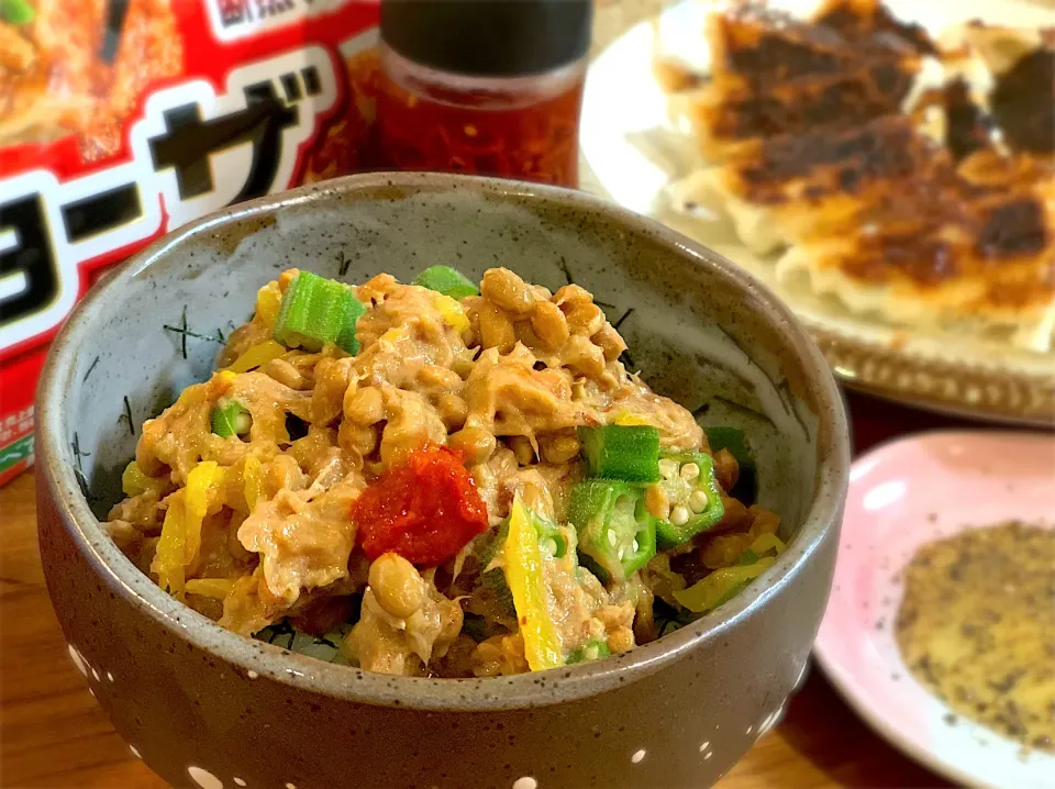 混ぜて混ぜてネバネバ丼|ふくすけ食堂さん