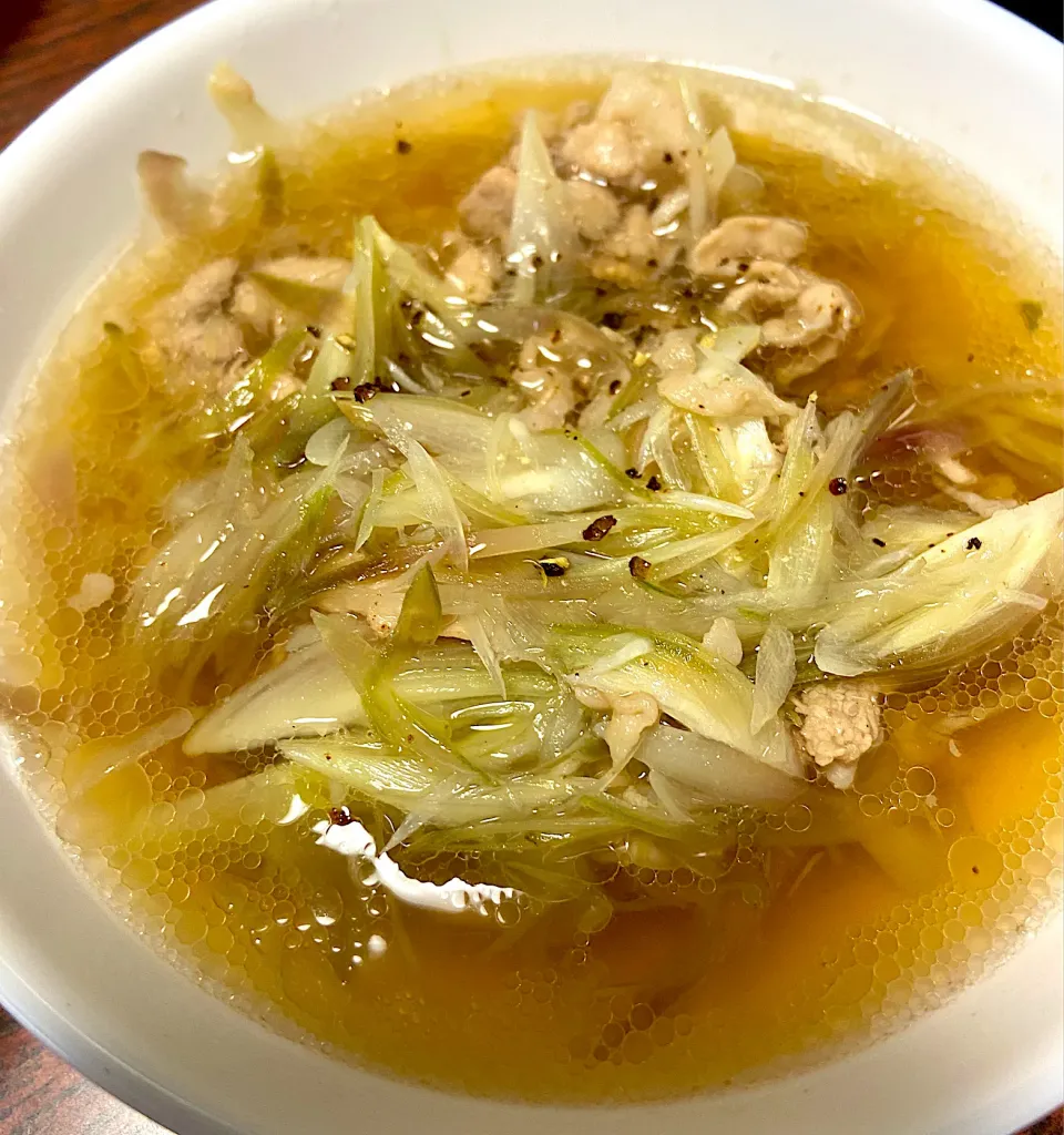 豚バラ薄切りと茗荷のスープ|ネコさん