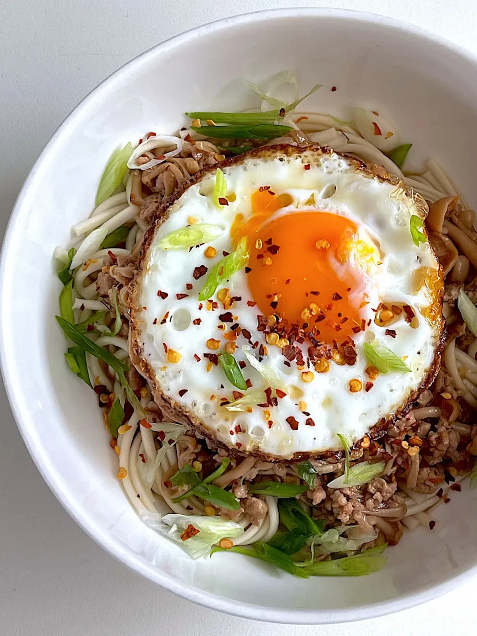 Noodles with minced pork and egg|12Dragonさん