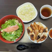 明太子大葉丼と餃子|ふぁんふぁーれさん