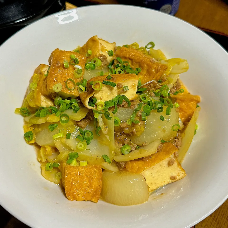 大根と厚揚げの豚挽き炒め煮|たまさん