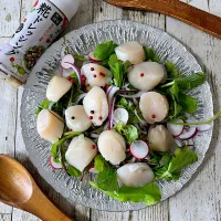 ホタテのサラダ🥗糀ドレッシングをかけて召し上がれ✨