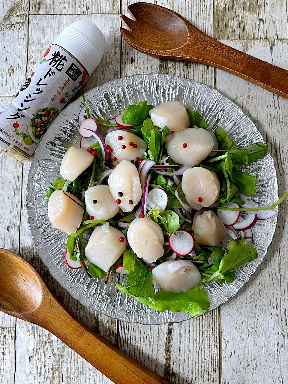 ホタテのサラダ🥗糀ドレッシングをかけて召し上がれ✨|いっちゃんさん