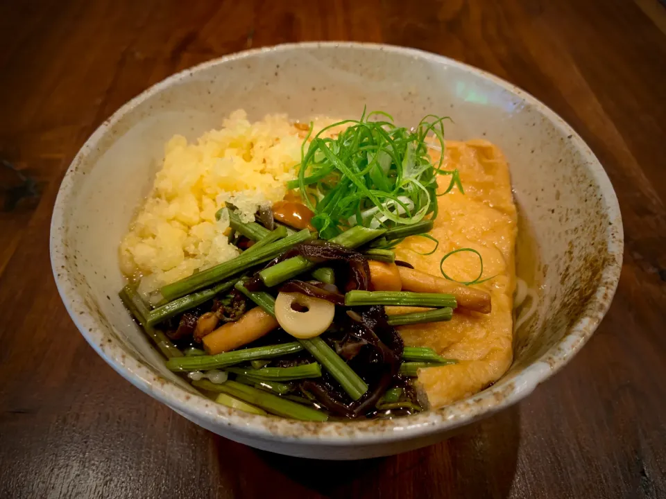 山菜 たぬきつね温めん|半田手延べそうめんの店 阿波や壱兆さん