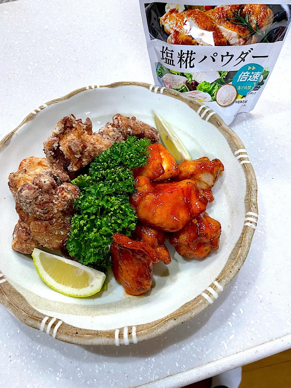 ヤンニョムチキンと唐揚げ|つるひめさん