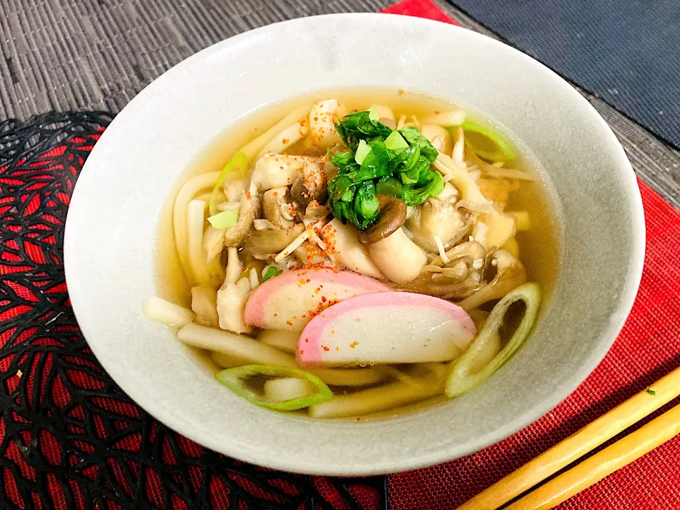 Snapdishの料理写真:あごだしキノコうどん|ゆきえもんさん