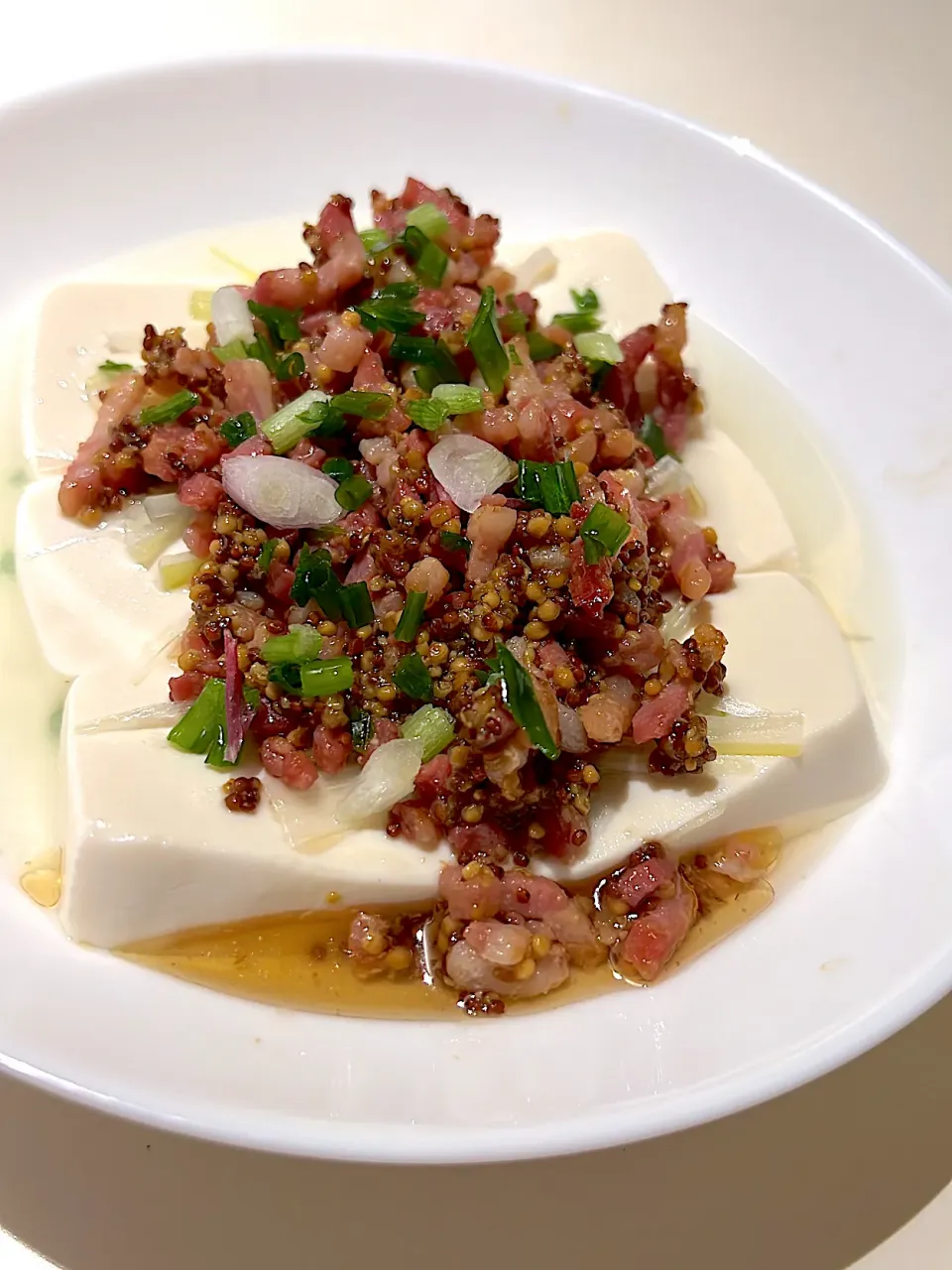 Mustard Wholegrain Pancetta steaming Tofu|Zhen Zhenさん