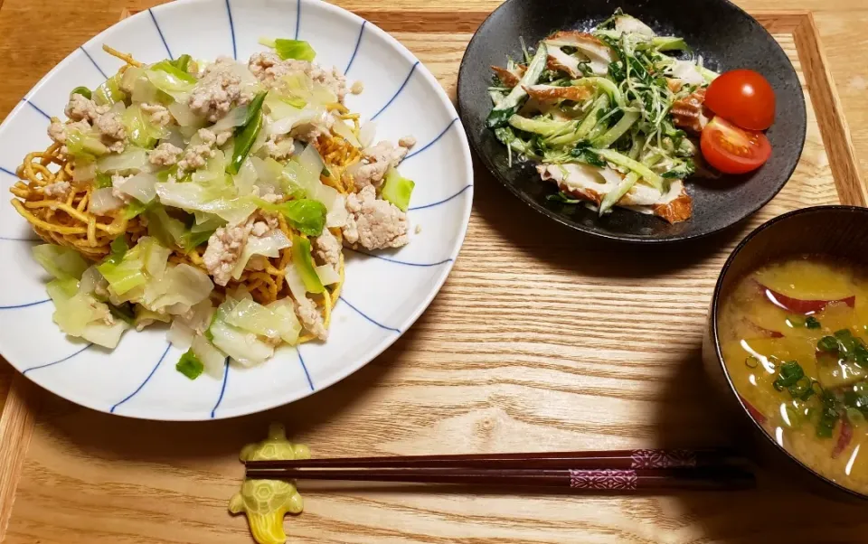 鶏ひき肉とキャベツの餡かけかた焼きそば|halさん