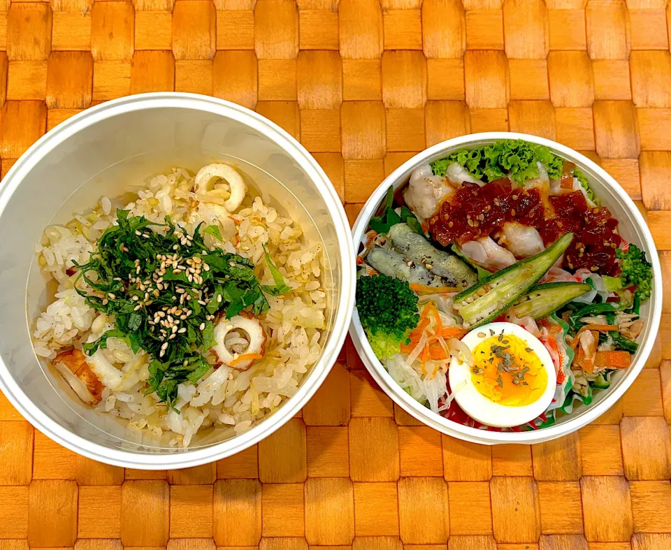 中学生息子のお弁当🍱 ちゅるちゅる鶏のよだれ鶏とちくわ炒飯弁当🍱|Snow10さん