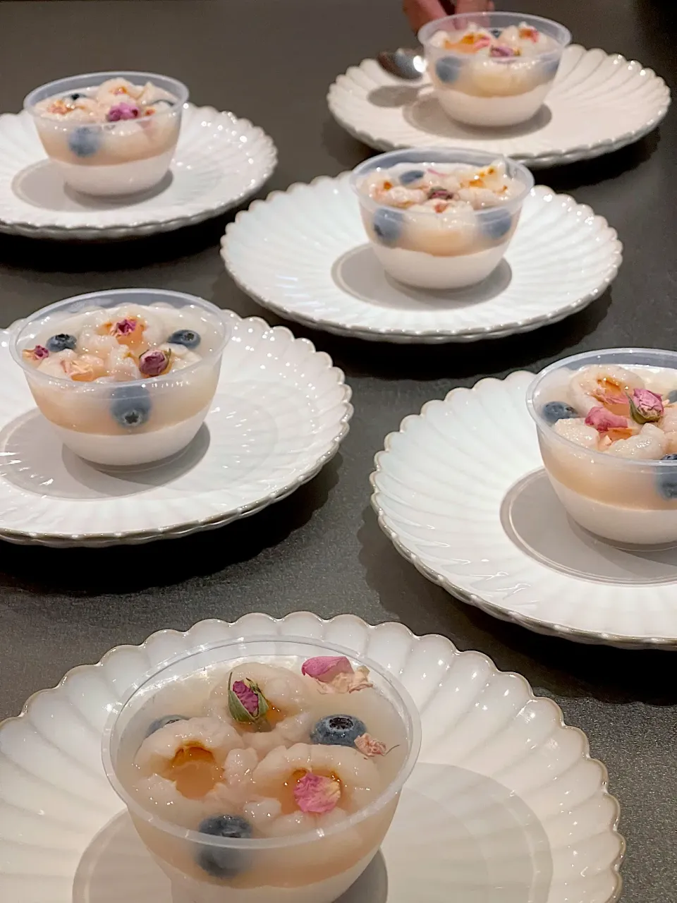 Snapdishの料理写真:Coconut rose panna cotta with lychee jelly|12Dragonさん