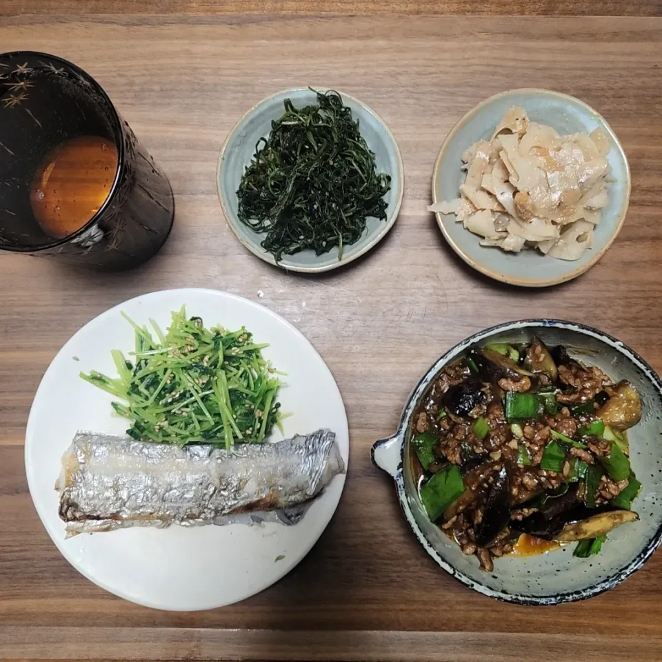 20231020
太刀魚の塩焼き
麻婆茄子
蓮根明太子
おかひじきの黒ごま和え|noccoさん