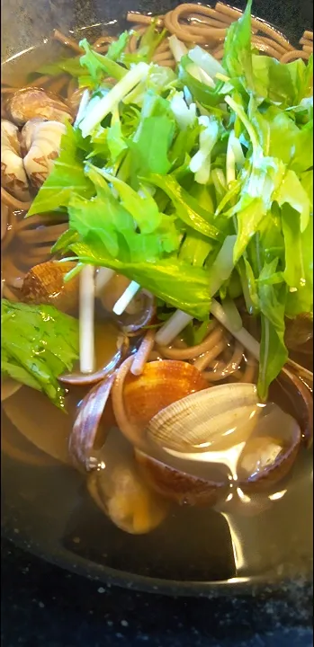 '23．10/21
あさりと水菜のお蕎麦😋|たえさん