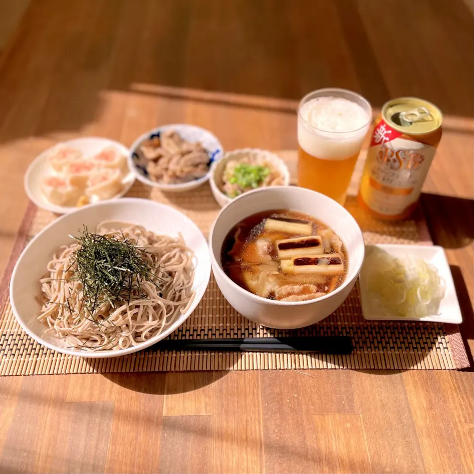 Snapdishの料理写真:豚バラと焼きねぎとごぼうのつけ蕎麦|Ruotoさん