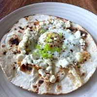 Snapdishの料理写真:Feta Fried Egg on a Tortilla|kateさん