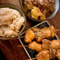 米、串揚げ、肉じゃが|73gohanさん