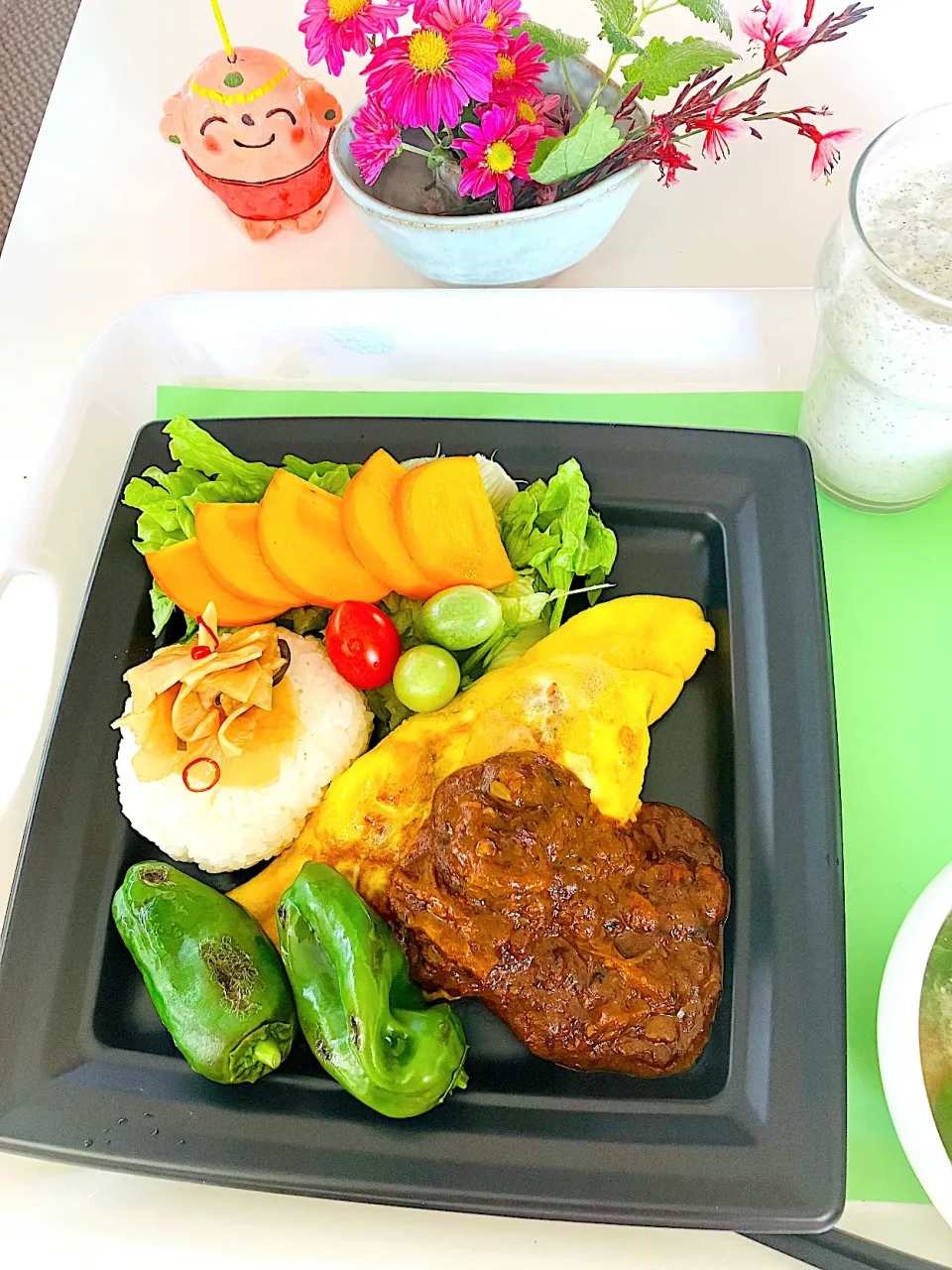 今日のオトナ弁当🍱焼肉オムレツスパイスカレー🍛|HAMI69さん