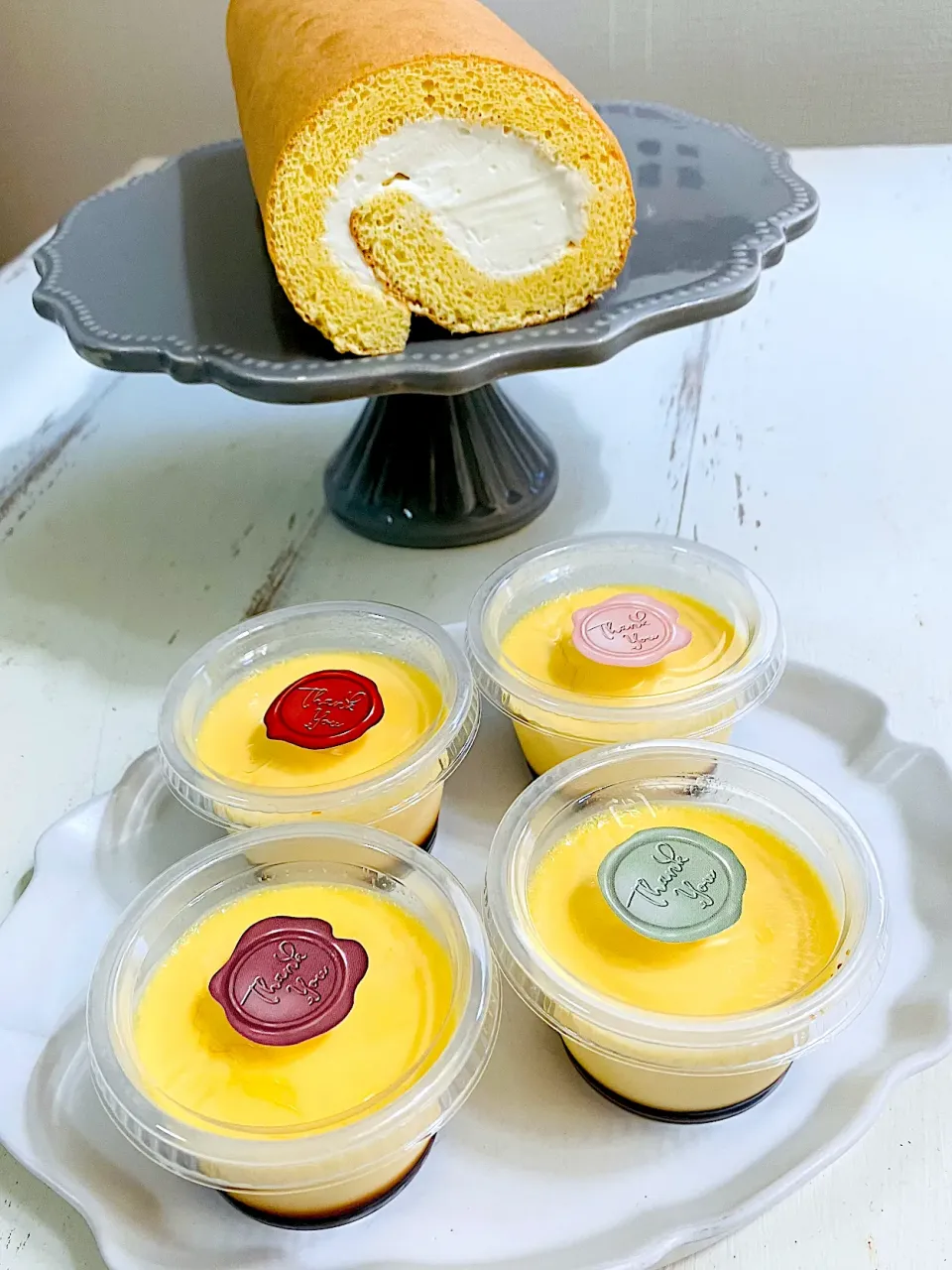 ミルクロールケーキとなめらかプリン🍮|はるママさん