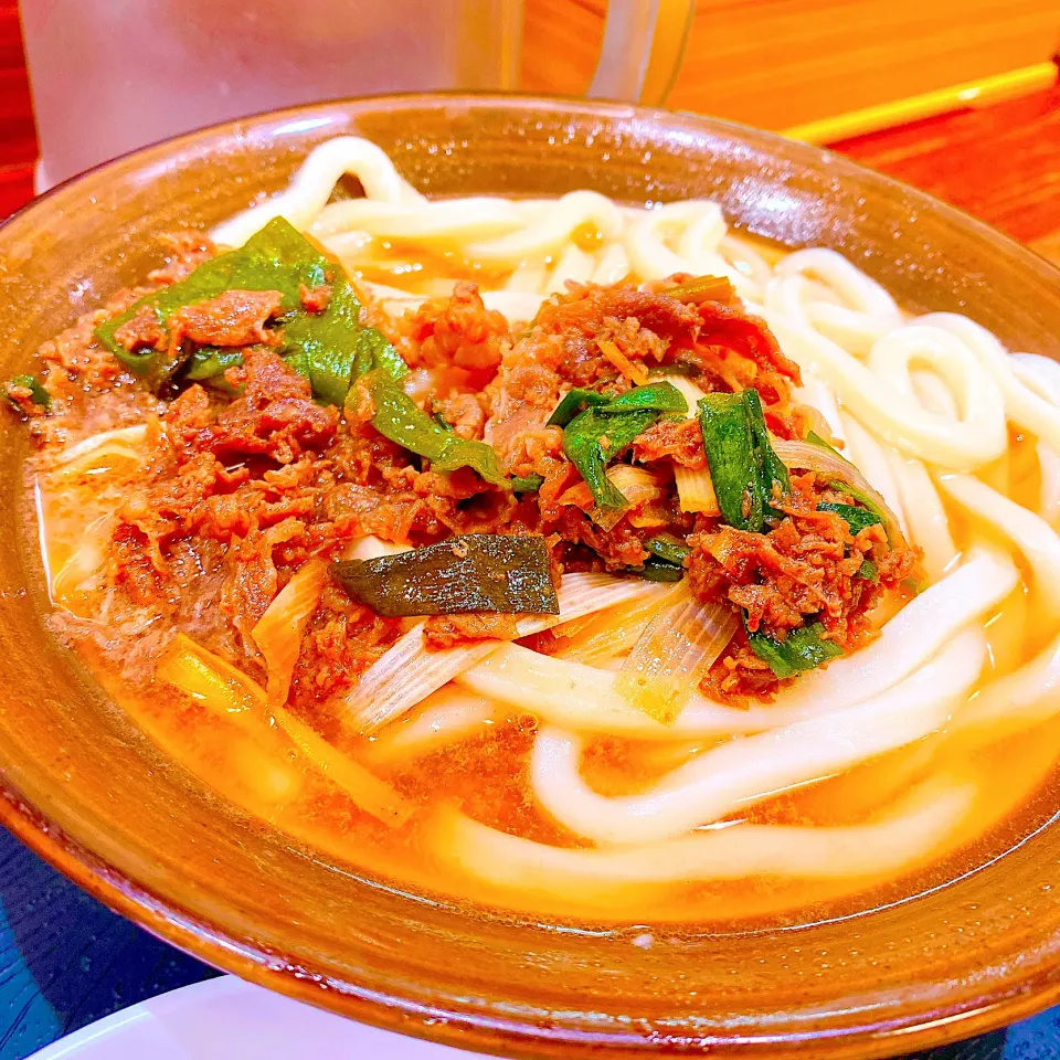 福岡の麺がもちもち◥█̆̈◤∥牧のうどんの肉うどん|桃仙メル🍑さん